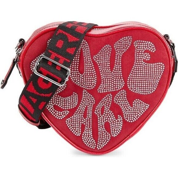 KARL LAGERFELD Paris embellished heart Love Karl small crossbody  bag - Red - Picture 1 of 9